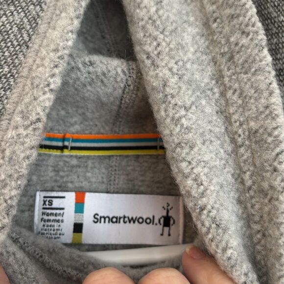Smartwool Women Hudson Trail Pullover Fleece Mock Neck Cowl Sweater XS gray EUC - Picture 9 of 12